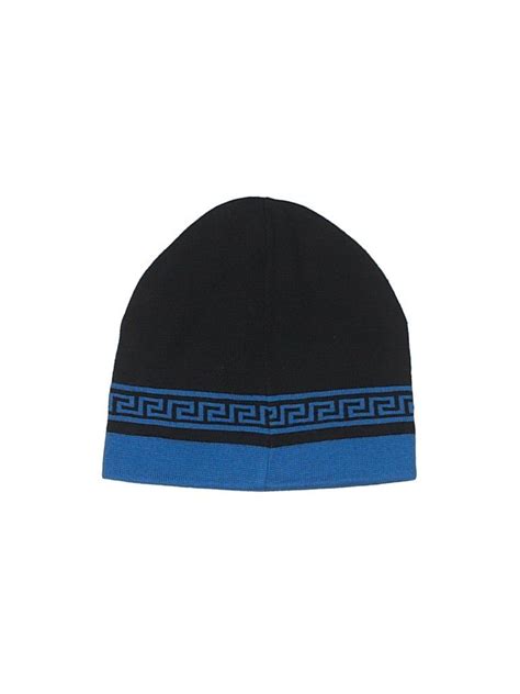 blue versace cape made of leather|Versace beanies for men.